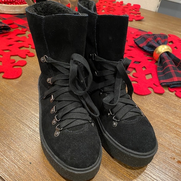 Black Lace Up Boots - Picture 1 of 2